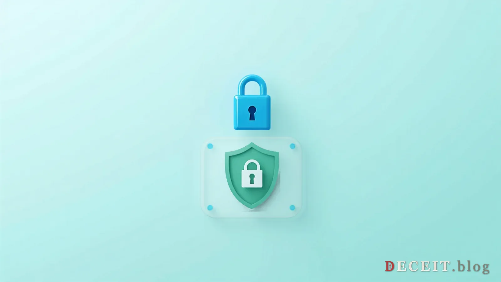 A clean, modern encrypted AI interface. Bright blue padlock icon, green shield, a chat window with a lock symbol. Secure, trustworthy, private.