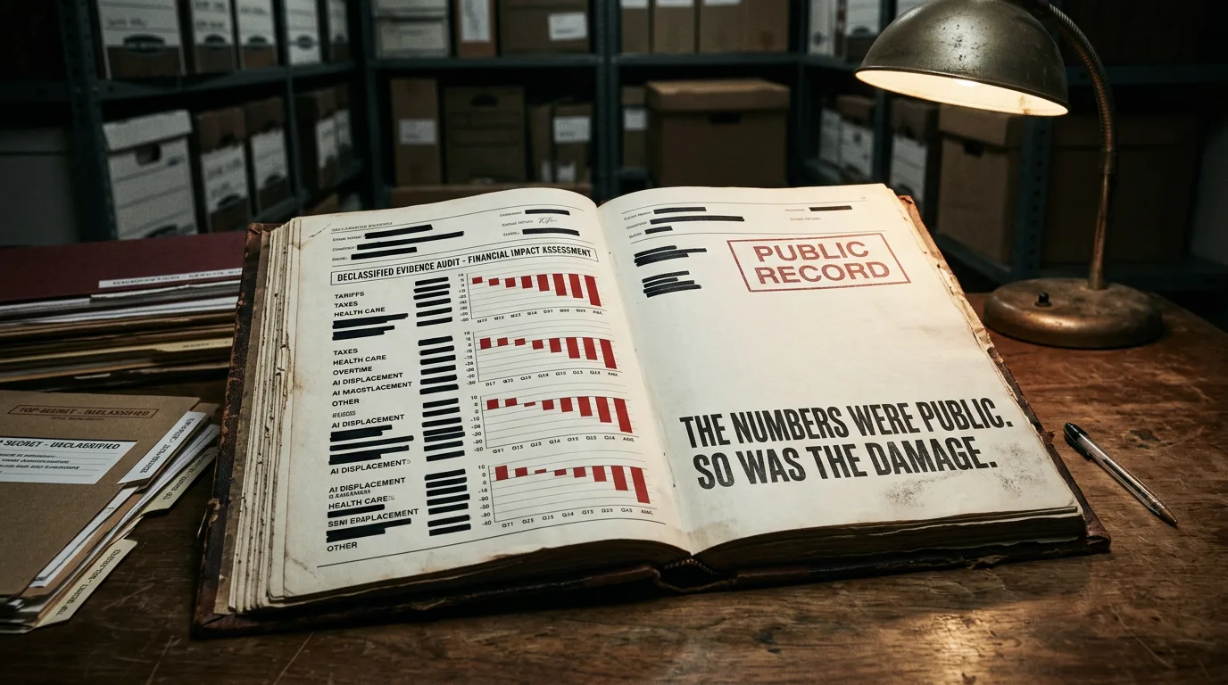 The evidence audit: downward bars for tariffs, taxes, health care, overtime, and AI displacement